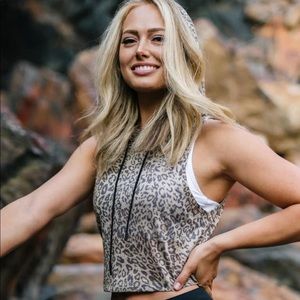 ZYIA Leopard Crop Hoodie NWT